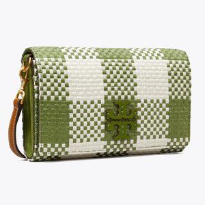 NWT TORY BURCH Mcgraw Woven Plaid Wallet Crossbody Bag "STILL IN PLASTIC"